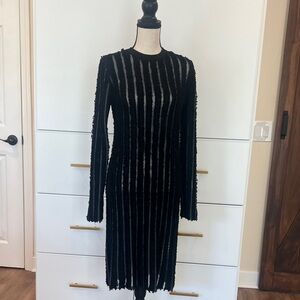 Louis Vuitton Black Textured Long Sleeve Dress